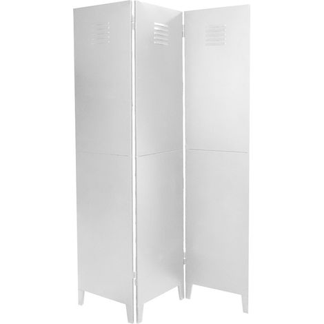 Metall-Paravent mit 3 Paneelen im Industriestil, Farbe Weiß. Kollektion LOFT