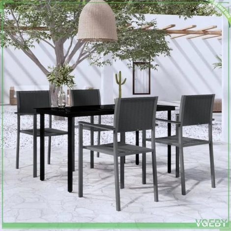 Ensemble à manger de jardin - FAFEICY - 3099265 - Noir - 140x70x74 cm - 4 personnes (1/5)