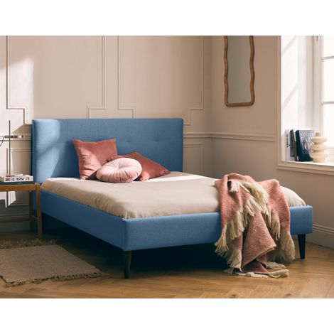 Monet - lit - 160x200 - sommier inclus - en tissu - bleu (1/5)