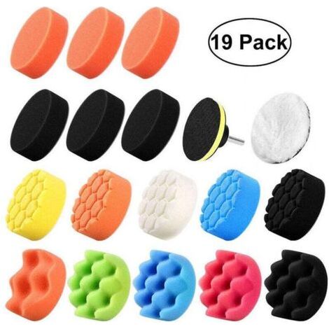 19 pièces 80mm Polissage Pad Éponge de Polissage Éponge polir Kit pour avec M14 Foret pour Voiture Ponçage Polissage pour RO/DA Double Action polisseuse Polissage