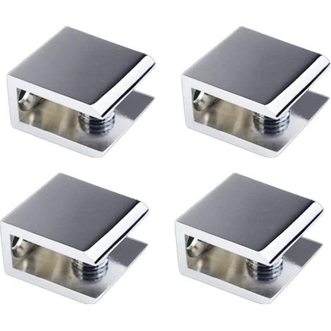 Lot de 4 supports d'étagère en verre antidérapants - Support d'étagère en verre - Fixation murale en alliage de zinc - Pour verre ou étagères (1/5)
