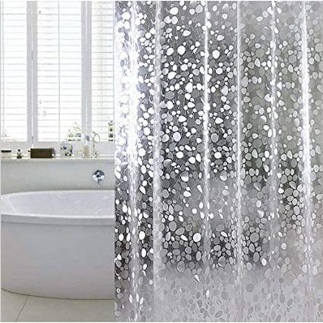 12 Shower Hooks Anti-Mildew Shower Curtain EVA Anti-Mildew 3D Shower Curtain Transparent Shower Curtain with, Waterproof Antibacterial, for Bathtub, Bathroom (1/5)