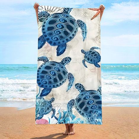 Serviette de plage, serviette de plage en fibres ultra-fines et absorbantes, serviette imprimée, tapis de plage (1/4)