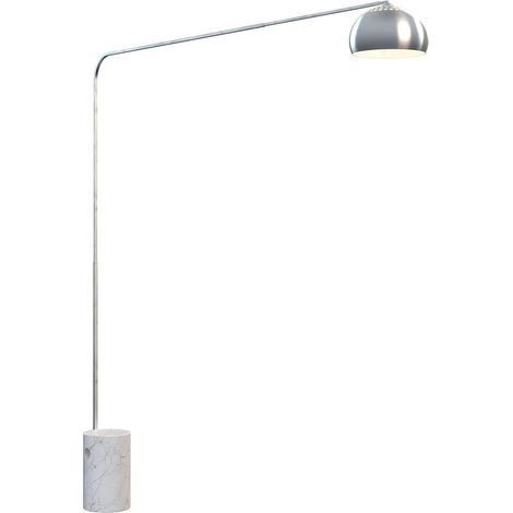 Piantana Contemporanea Corner Marmo Alto Bianco Metallo Cromo 1 Luce E27