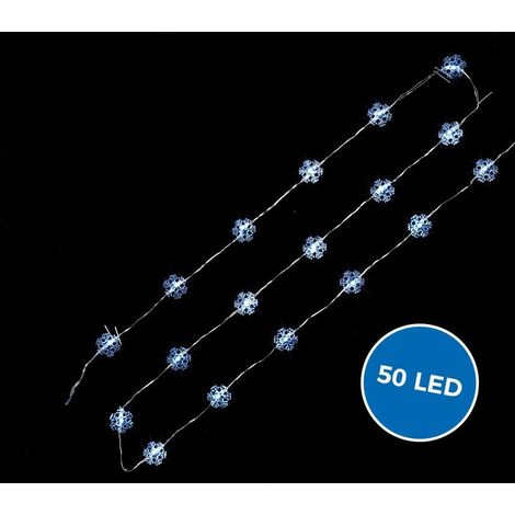 561086 Guirlande lumineuse intérieur de Noël 50 LED forme flocon de neige à pile