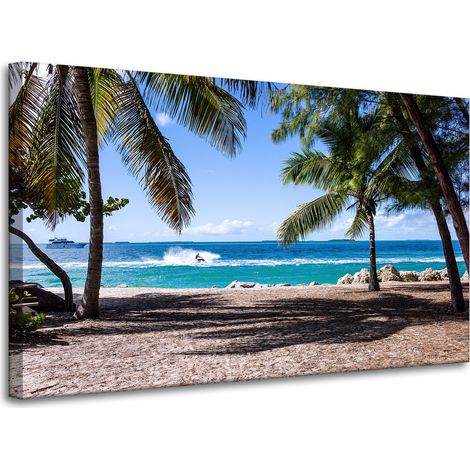 Leinwanddruck Naturmotiv: Ozean und Palmen, 100 x 60 cm