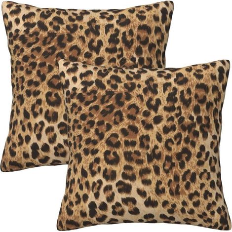 Lot de 2 Housses de Coussin carrées décoratives Modernes pour Maison, Salon, Chambre à Coucher, lit, extérieur - Motif léopard - 45 x 45 cm (1/5)