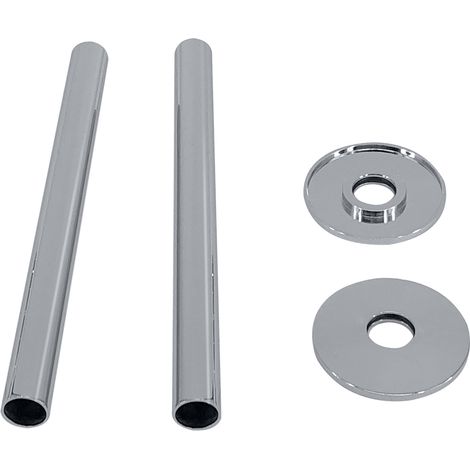Warmehaus 180mm Chrome Radiator Pipe & Collars One Pair (1/4)