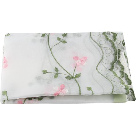 Rideaux d'écran en fil de Tulle, drapé transparent chrysanthème pour décoration de fenêtre de salon (80x100cm) (1/5)