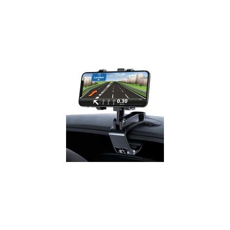 Support téléphone voiture rotation 360°, tableau de bord, pour smartphones 4‑7", noir – (1/5)