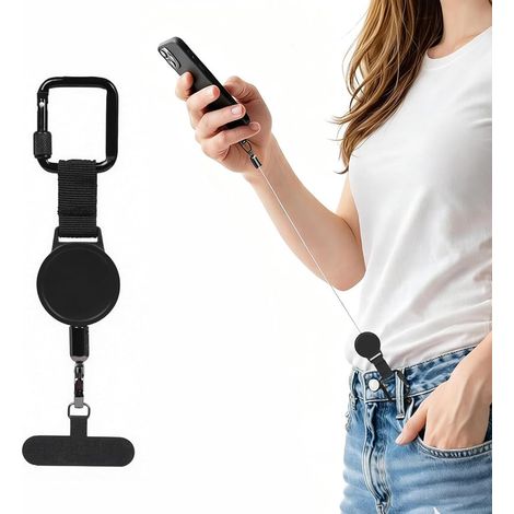 Sangle Antivol Rétractable pour Téléphone Mobile, Harnais Antichute avec Mécanisme Sécurisé, Longueur Réglable, Confort Personnalisé et Construction ABS Durable pour Randonnée et Plein Air (1/5)
