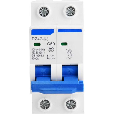 Disjoncteur, DZ47-63 2P Disjoncteur miniature Protection contre les fuites Commutateur d'air 400VAC(50A) (1/5)