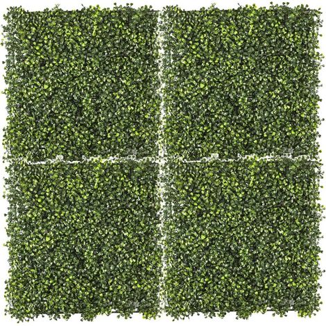 Lot de 4 plaques Mur Végétal 1m² Feuillage de Buis 4 x 50 x 50 cm - Rendu Dense et Réaliste - Intérieur Extérieur - Livraison gratuite (1/5)