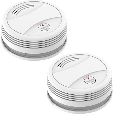 Détecteur de fumée intelligent en 2 pièces, détecteur de fumée WiFi, notification par application, indicateur LED, pile non incluse (1/5)