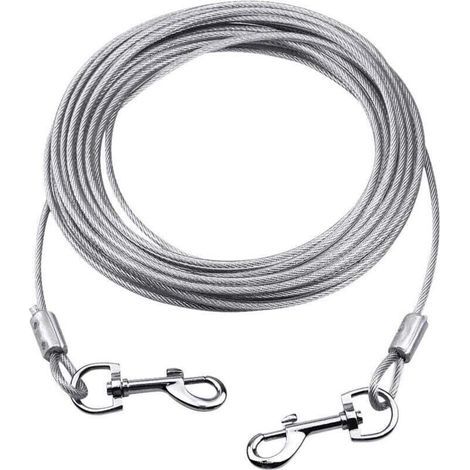 Câble d'attache pour Chiens jusqu'à 80 kg, 10M (Blanc), Animaux de Compagnie Plomb pour Chiens de Petite, Moyenne ou Grande Taille (Blanc, 10M) (1/5)