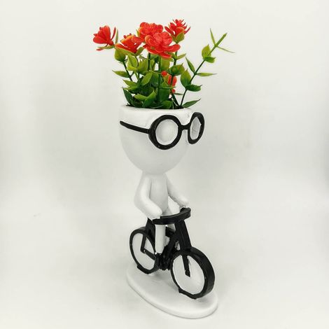 Succulent Pot - Resin Planter - Desk Decoration - Indoor Office Home Use - 15 x 8 x 18 cm - 280 g (1/5)