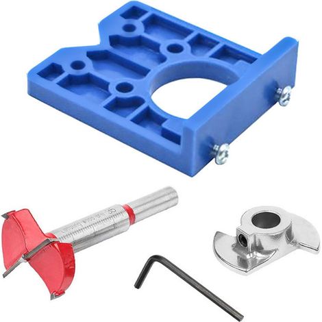 1 Gabarit de charnière, perceuse 35mm, guide perçage bois, clé hexagonale incluse, pour porte et placard (1/5)