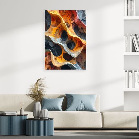Wandbild Abstrakte organische Felsstruktur in Orange und Grautönen 60x90 (1/4)