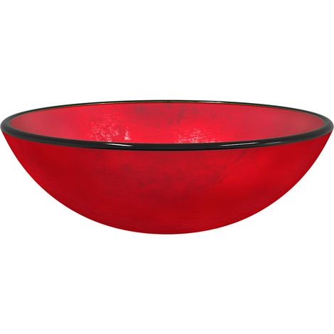 Lavabo vasque à poser Luxueux, Bac à laver, Verre Verre trempé 42x14 cm Rouge OIB9901E (1/5)