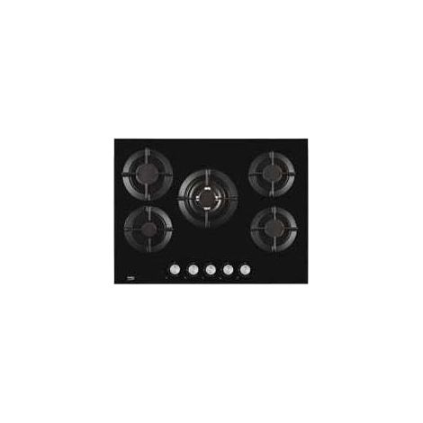 Beko – Plaque gaz intégrée 5 foyers 680mm – Brûleur wok central 3300W – Commande rotative – Puissance raccordée 10700W