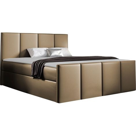 Lit boxspring Ventus, Doux 034, Continental, Double, 160x200, Faux cuir, Disponible, 164x213x103cm (1/5)