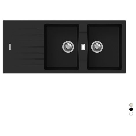 LAVELLO SINTETICO DA INCASSO 2 VASCHE CM 116- Nero- APELL- pezzi 1