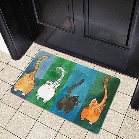 Tapis d'entrée à motif chat, antidérapant, pour usage extérieur (1/5)
