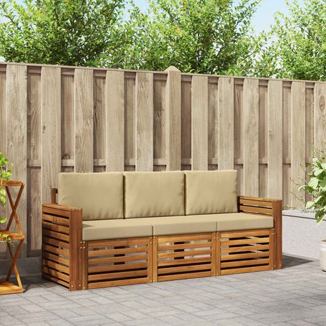 Sofagarnituren 3 pcs Natur und Beige Massivholz Akazie