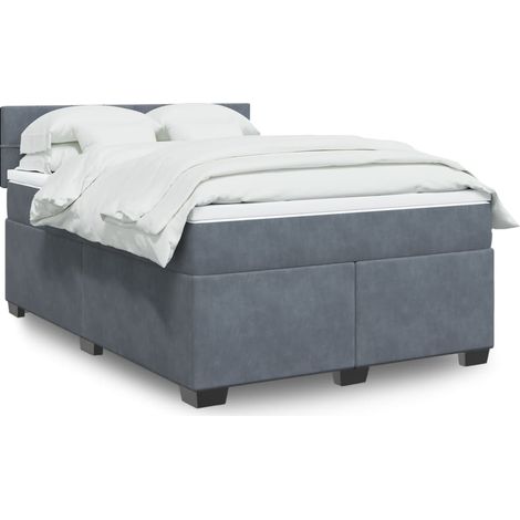 Boxspringbett mit Matratze Dunkelgrau 140x200 cm Samt