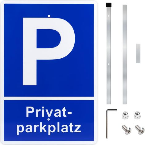 Panneau de parking privé avec support en aluminium - 20 x 30 cm - Hauteur : 45 cm - Avec trous pour clôture - Facile à installer (1/5)