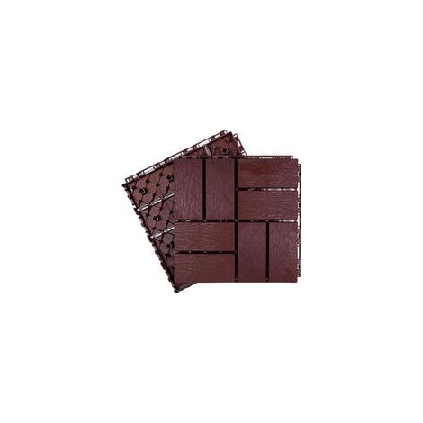 Terrasse carrée en Bois-Plastique, tuiles Composites emboîtables, terrasse extérieure, toits, Jardins, patios, parquet à Pose Automatique(Dark Brown,3030cm,1pcs) (1/4)