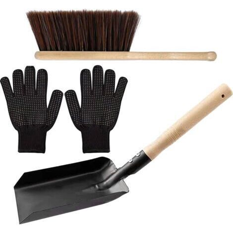 Set de Nettoyage,Ensemble complet d'outils pour cheminée Pelle à cendres Brosse et gants Kit de nettoyage pour la maison (1/5)
