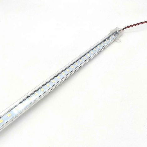 Barre lumineuse LED 70 cm étanche IP65 12 W 72 x 2835 avec tube en polycarbonate transparent pour installation sur secteur 220 V. (1/5)