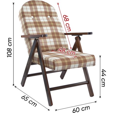 AMALFI Fauteuil en Bois MASLEGNO Fauteuil inclinable Coussin Rembourré 108x65x60 Couleur: Marron