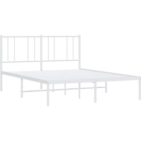 vidaXL Cadre de lit métal sans matelas et tête de lit blanc 160x200 cm (1/5)
