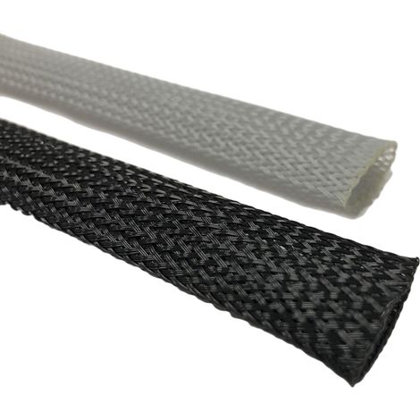 Gaine Tressée 10mm RS PRO, Noir en PET ( Prix pour Bobine de 15 Mètres ) (1/3)
