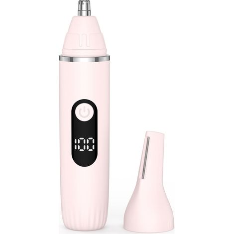 Tondeuse Nez et Oreilles 2-en-1, Tondeuse électrique nez et sourcils avec lames en acier inoxydable, design portable de voyage (Rose) (1/5)