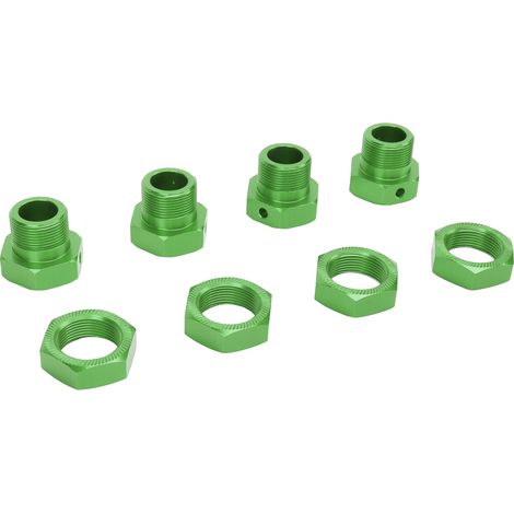 4 Pces Adaptateurs de Moyeux Hexagonaux RC 24mm en Alliage d’Aluminium Solide avec Couvercles et Broches pour ARRMA 1/5 Vert (1/5)