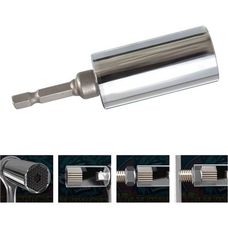 Universalsteckschlüssel 7 mm bis 19 mm, hochfester Stahl, hohes Drehmoment, Multifunktionswerkzeug mit Bohrfutteradapter (1/5)