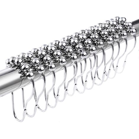 Crochets Anneaux de Rideau de Douche en Acier Inoxydable Chromé -24pcs (1/5)