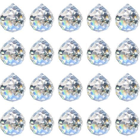 20er-Pack Kristallkugeln (20 mm) Prismen, Sonnenfänger, Regenbogen-Anhänger, Hängekristalle, Prismen für Fenster, Feng Shui, Geschenkidee