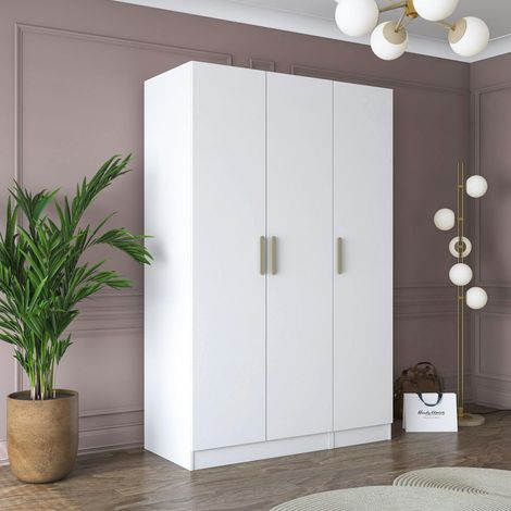 Armoire penderie blanche 3 portes à poignées verticales BYRON (1/5)