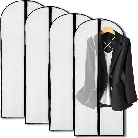 Housse Vetements à Suspendre 4 pièces Blanc Housse robe Longue 120x60cm pour Manteau,Robes,Robe de soirée,Costume (1/5)