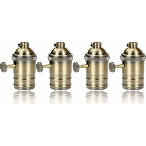 Lntyq 4 pièces Edison Douille Vintage E27 Adaptateur De Lampe avec interrupteur Rétro Vintage Lustre Sans Fil Laiton Antique (1/5)