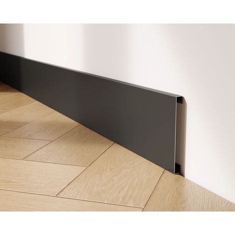 Plinthe FC en acier inoxydable 80 mm x 2700 mm - noir mat