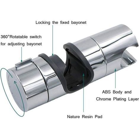 Porte-douche réglable pour glissières, diamètre de 18 à 25 mm, gris (1/4)