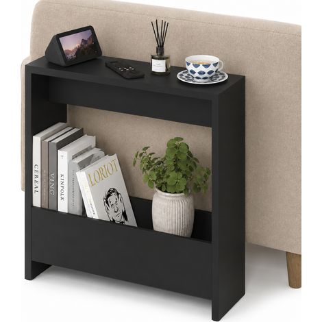 Tavolino Laterale Divano Nero Tavolo Salvaspazio Multifunzione 55x20x60 cm