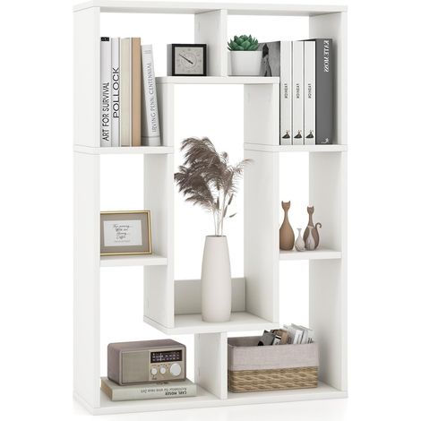Costway – Bibliothèque ouverte 7 compartiments – Meuble de rangement en bois d'ingénierie – Dimensions 20 x 60 x 90 cm – Design géométrique pour salon, bureau