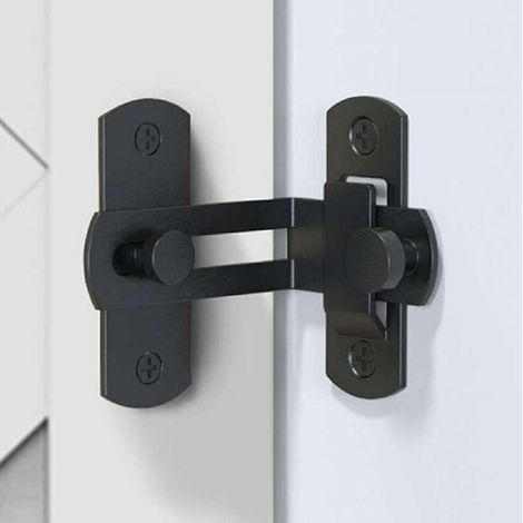 Verrou de porte à angle droit à 90 degrés Boucle Verrouillage de porte et fenêtre Verrouillage de porte coulissante Verrouillage de porte (Noir) (1/5)
