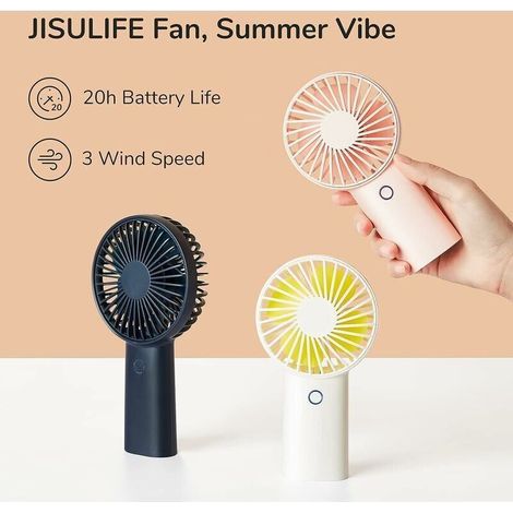 Ventilateur portable [20 heures de travail maximum] Mini ventilateur portable, 4000 mAh rechargeable par USB, petit ventilateur personnel fonctionnant sur batterie avec 3 vitesses pour voyage/déplacem (1/3)